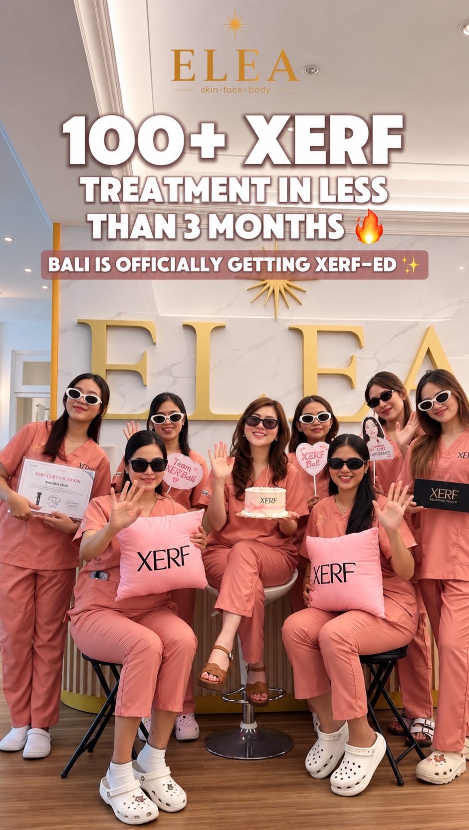 The Elea Clinic team after passing one hundred XERF treatments in Denpasar, Bali